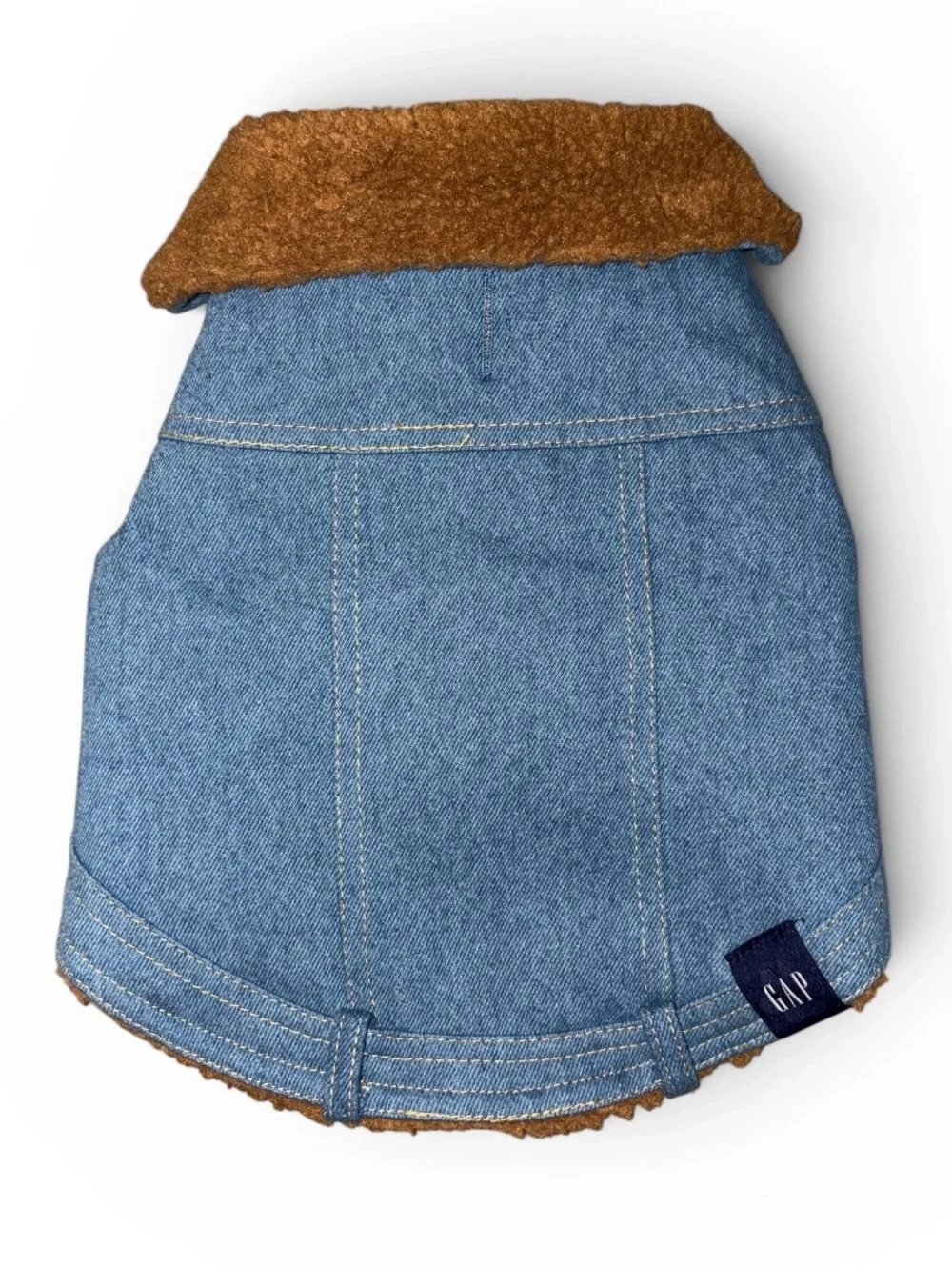GAP Denim Pet Coat with Brown Sherpa Lined